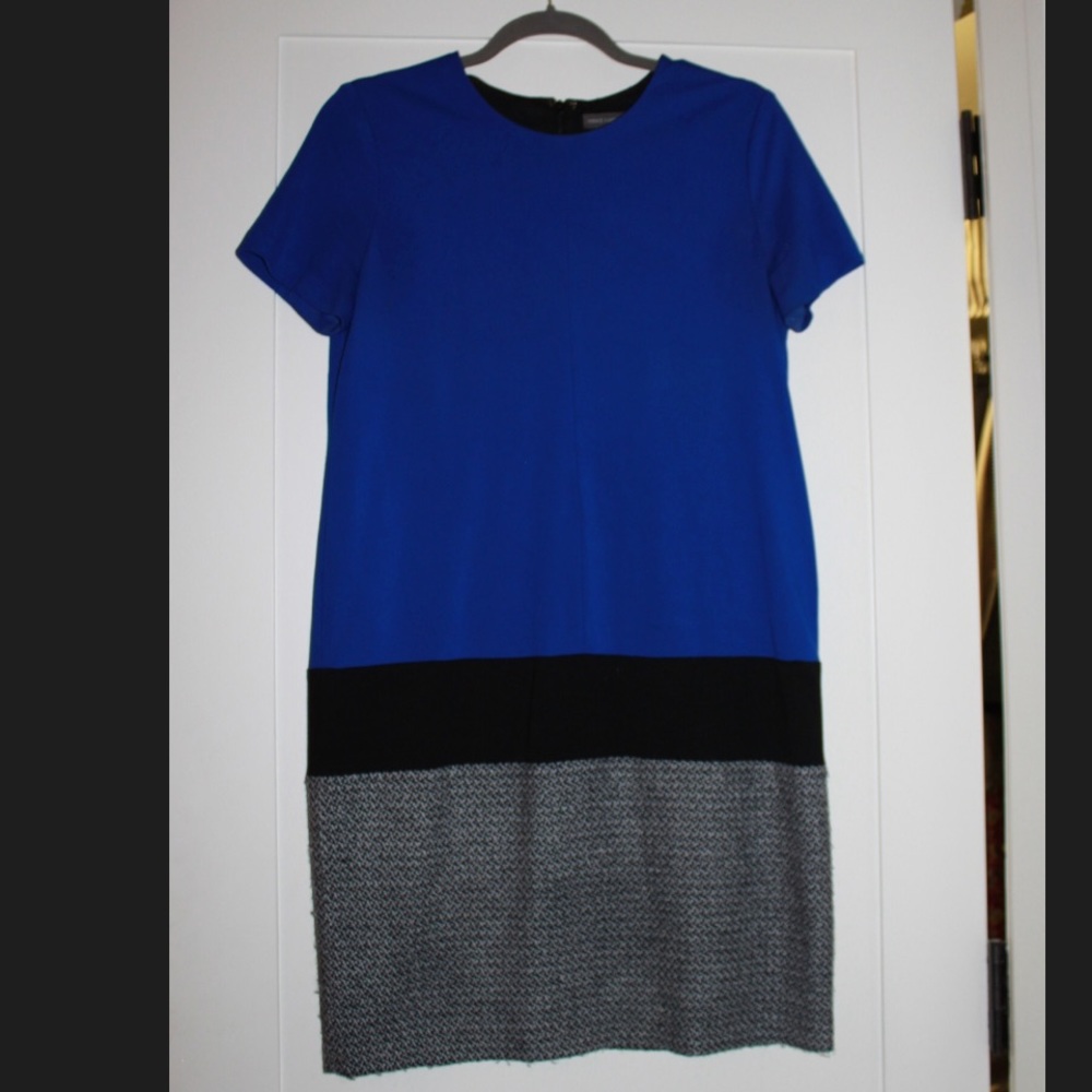 Vince Camuto dress size 8 blue with tweed bottom